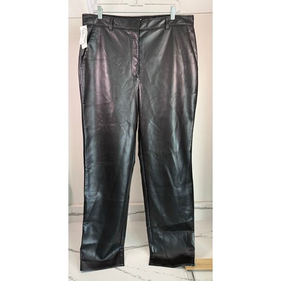 NWT ARITZIA BABATON Command Pant Size 16 Vegan Faux Leather Black Cropped Ankle - Picture 4 of 16